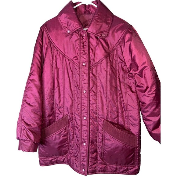 Dani Colby Jackets & Blazers - Vintage Dani Colby Burgundy Quilted Jacket M 12-14 Nylon Blend W/ Pockets